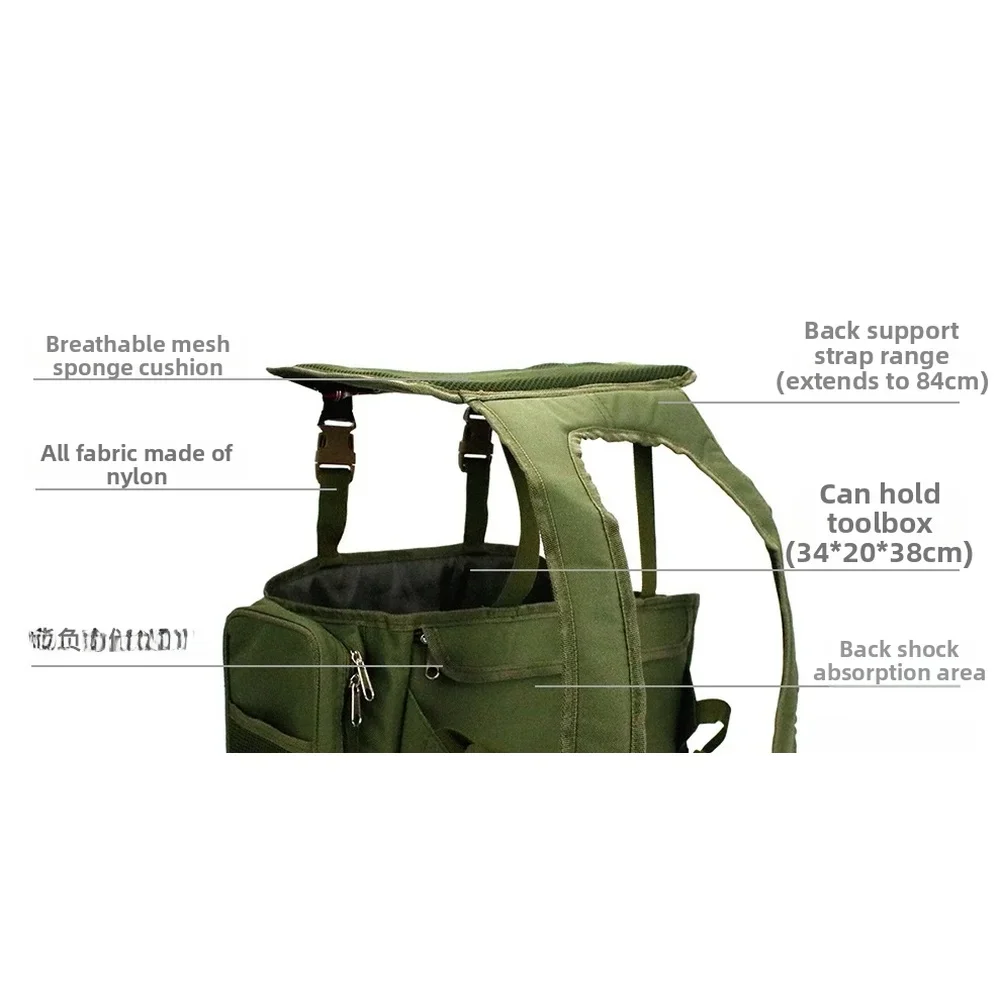 Fishing Backpack - กระเป๋าเป้ตกปลาพร้อมผ้าไนลอนกันน้ำและกล่องความจุ 36 ลิตร สีเขียวอเนกประสงค์ 40 ซม.