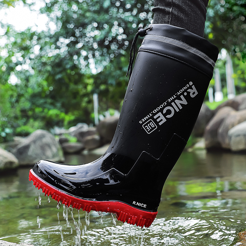 Fishing Boots - รองเท้ากันฝนสำหรับผู้ชาย ดีไซน์ทันสมัยสำหรับกิจกรรมกลางแจ้ง รองเท้าบูทกันฝนทรงสูง พื้นรองเท้ากันลื่น ทนทานต่อการสึกหรอ พกพาสะดวก