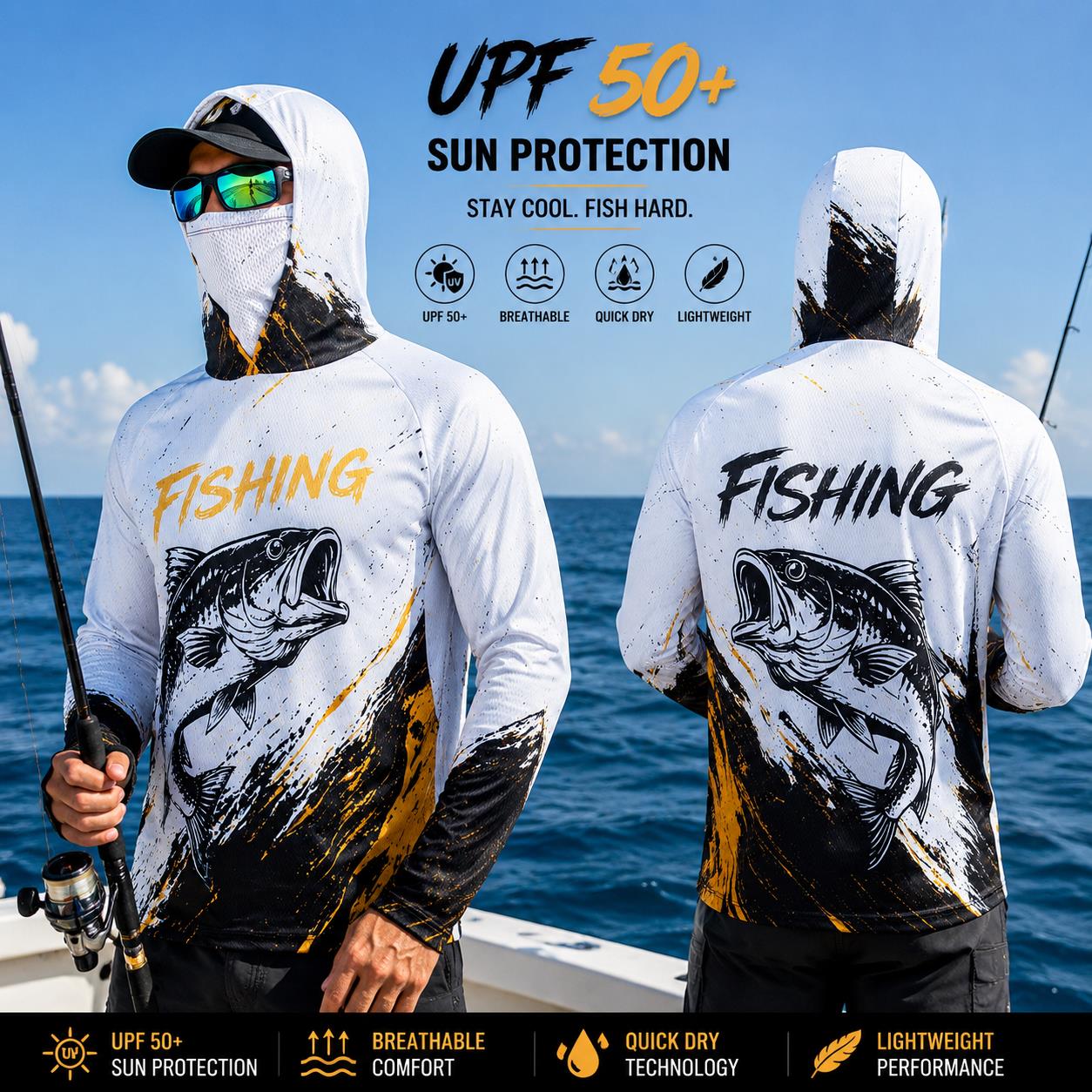 เสื้อตกปลาแขนยาวป้องกันแสงแดดส - Fishing Mask Sun Protection บทวิจารณ์และราคา