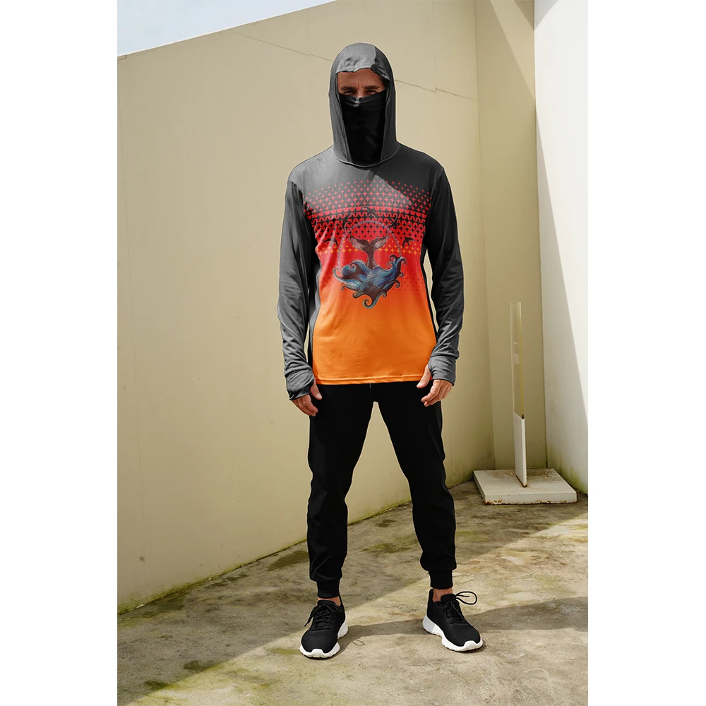 เสื้อตกปลาผู้ชาย เสื้อฮู้ดกันแ - Fishing Mask Sun Protection บทวิจารณ์และราคา