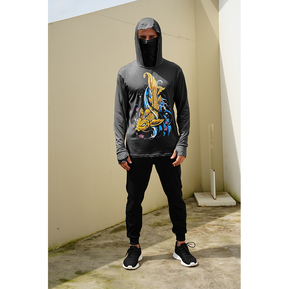 เสื้อตกปลาผู้ชาย เสื้อฮู้ดกันแ - Fishing Mask Sun Protection บทวิจารณ์และราคา
