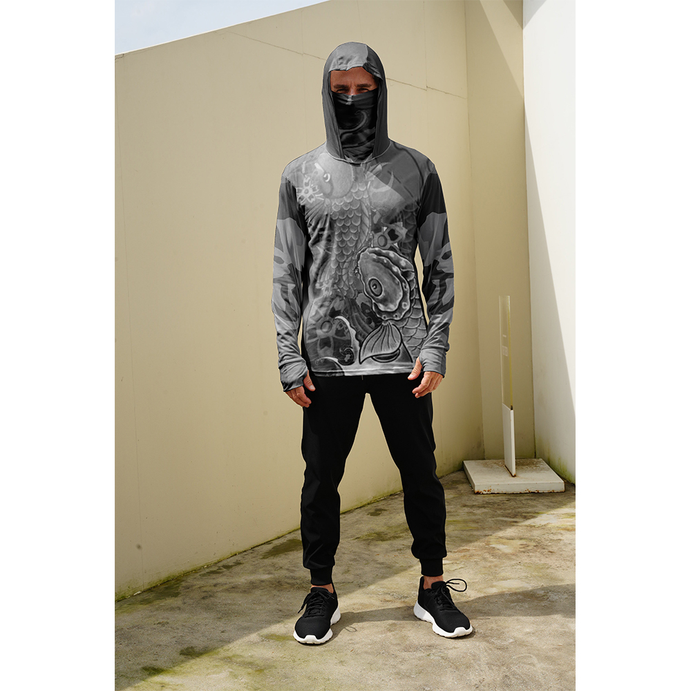 เสื้อตกปลาผู้ชาย เสื้อฮู้ดกันแ - Fishing Mask Sun Protection บทวิจารณ์และราคา