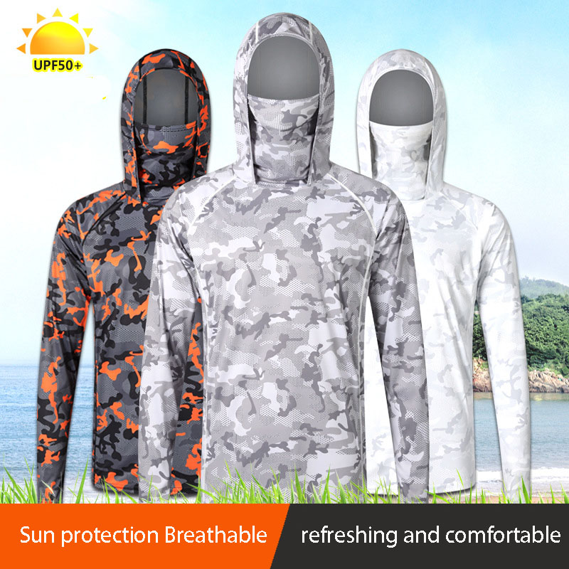 เสื้อยืดตกปลาลายพรางหน้ากากปิด - Fishing Shirt Uv Protection บทวิจารณ์และราคา