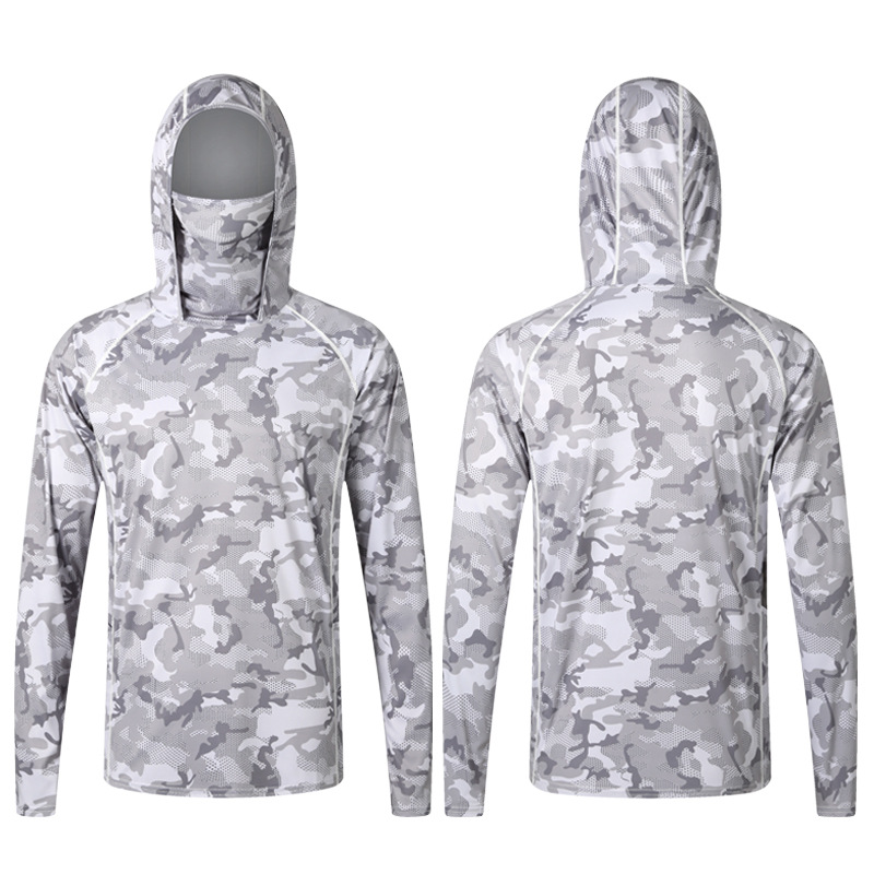 เสื้อยืดตกปลาลายพรางหน้ากากปิด - Fishing Shirt Uv Protection บทวิจารณ์และราคา