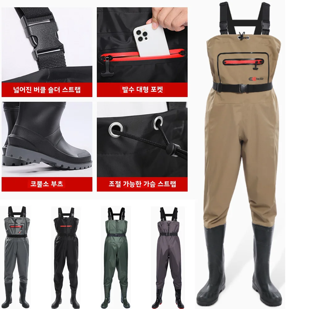 กันน้ํา Waders หน้าอกกับกางเกง - Fishing Waders บทวิจารณ์และราคา